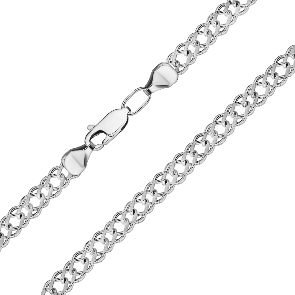 Цепь ромб двойной из серебра 925 пробы