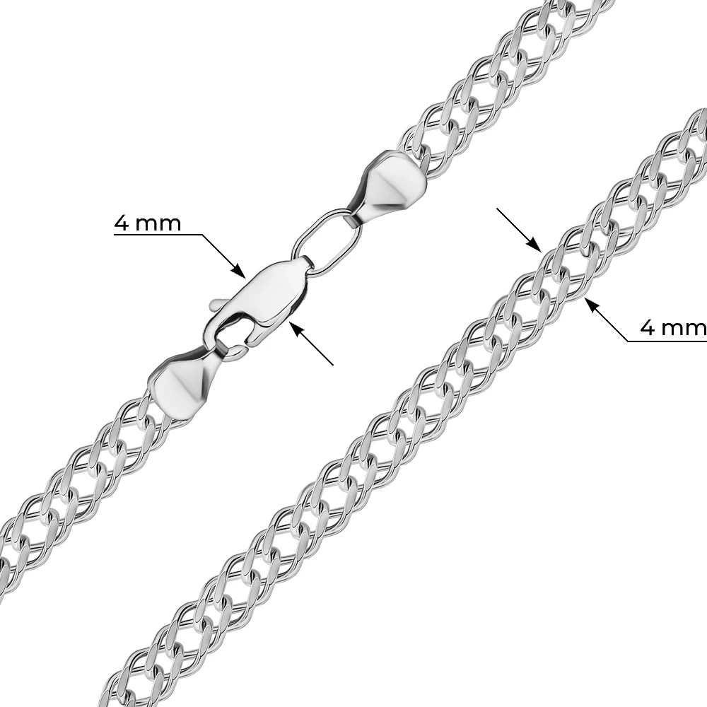 Цепь ромб двойной из серебра 925 пробы
