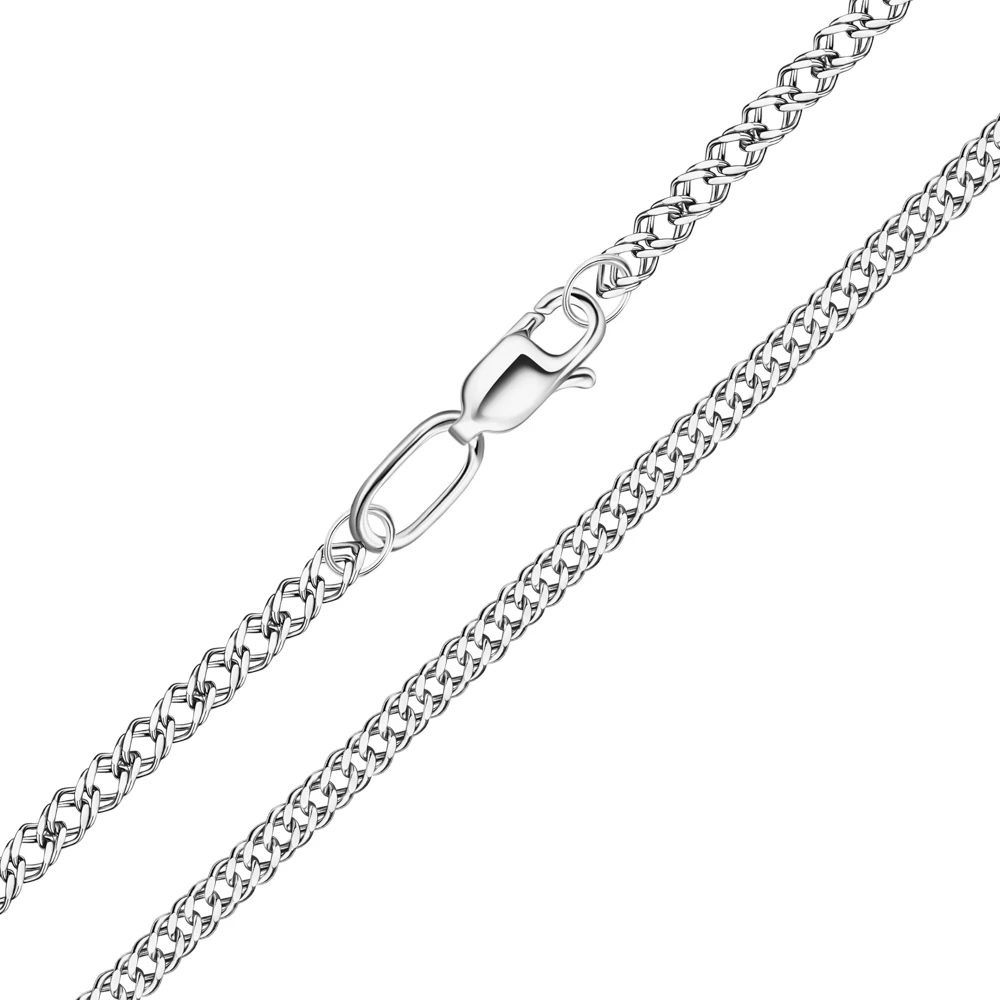 Цепь ромб двойной из серебра 925 пробы