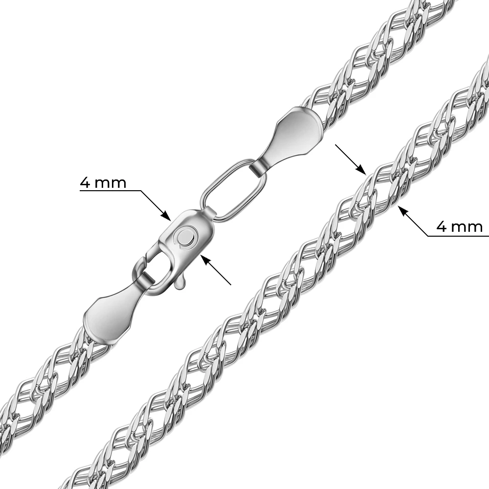 Цепь ромб тройной из серебра 925 пробы