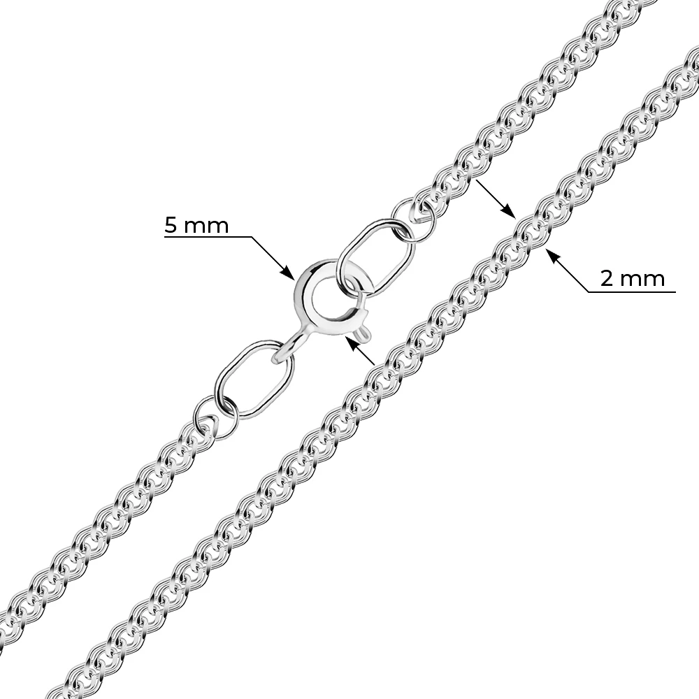 Цепь нонна из серебра 925 пробы