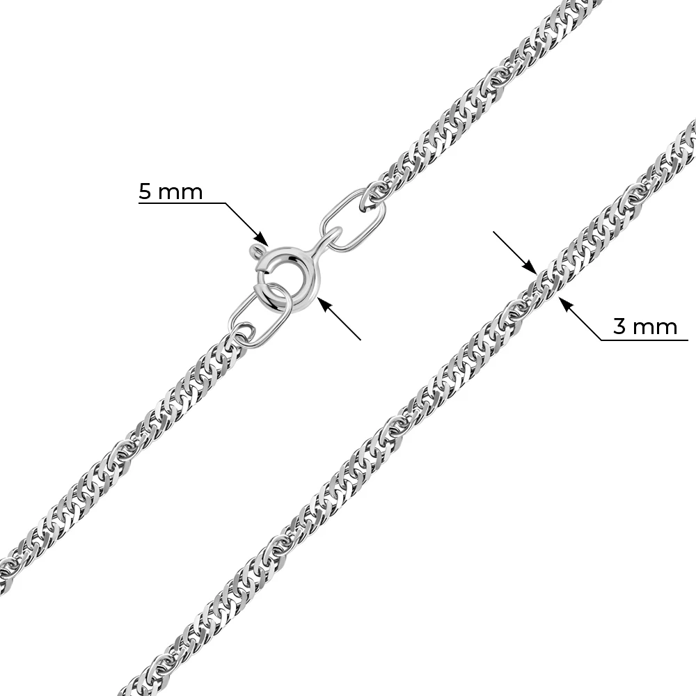 Цепь сингапур из серебра 925 пробы