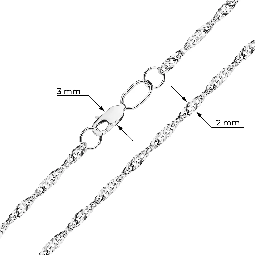 Цепь сингапур из серебра 925 пробы