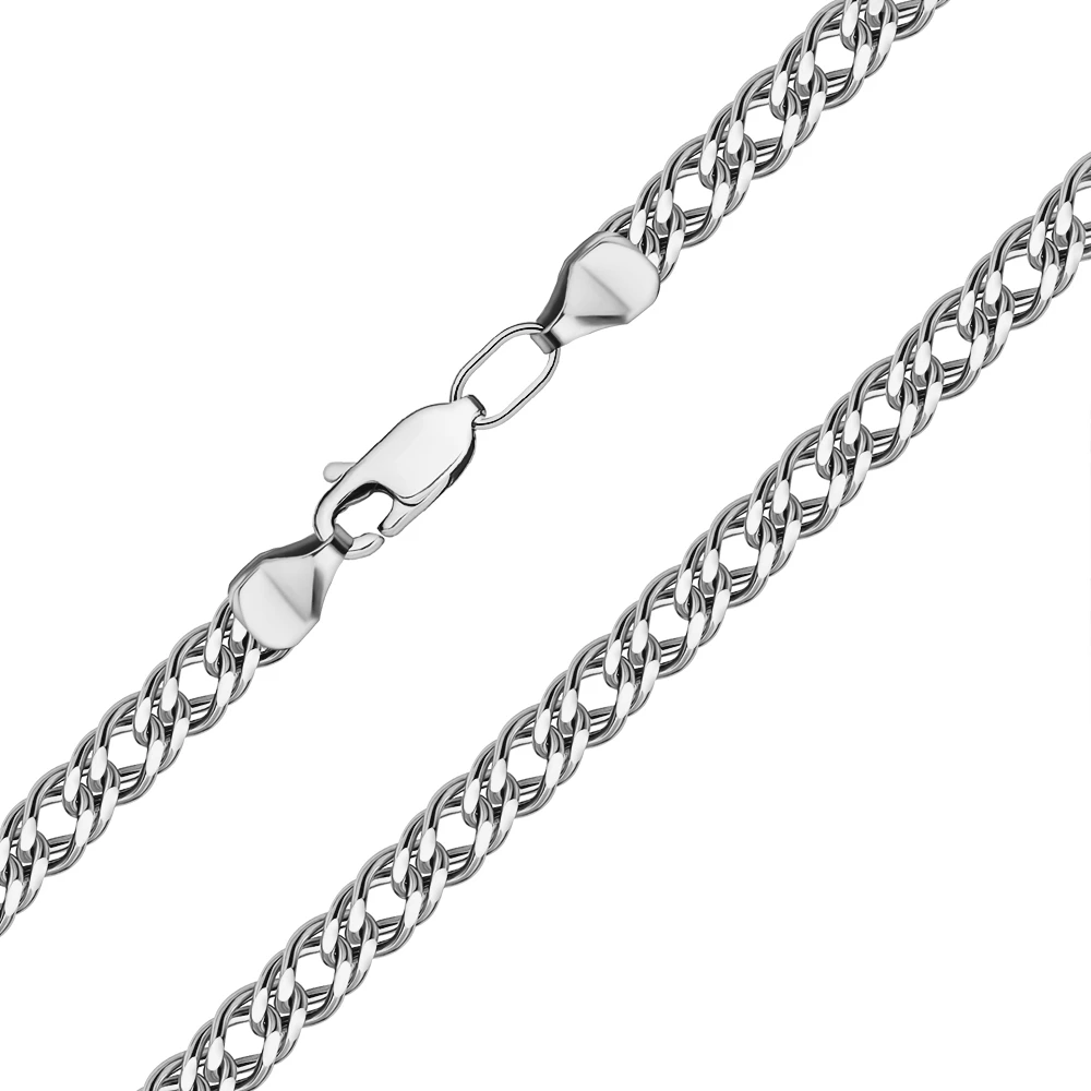 Цепь ромб двойной из серебра 925 пробы