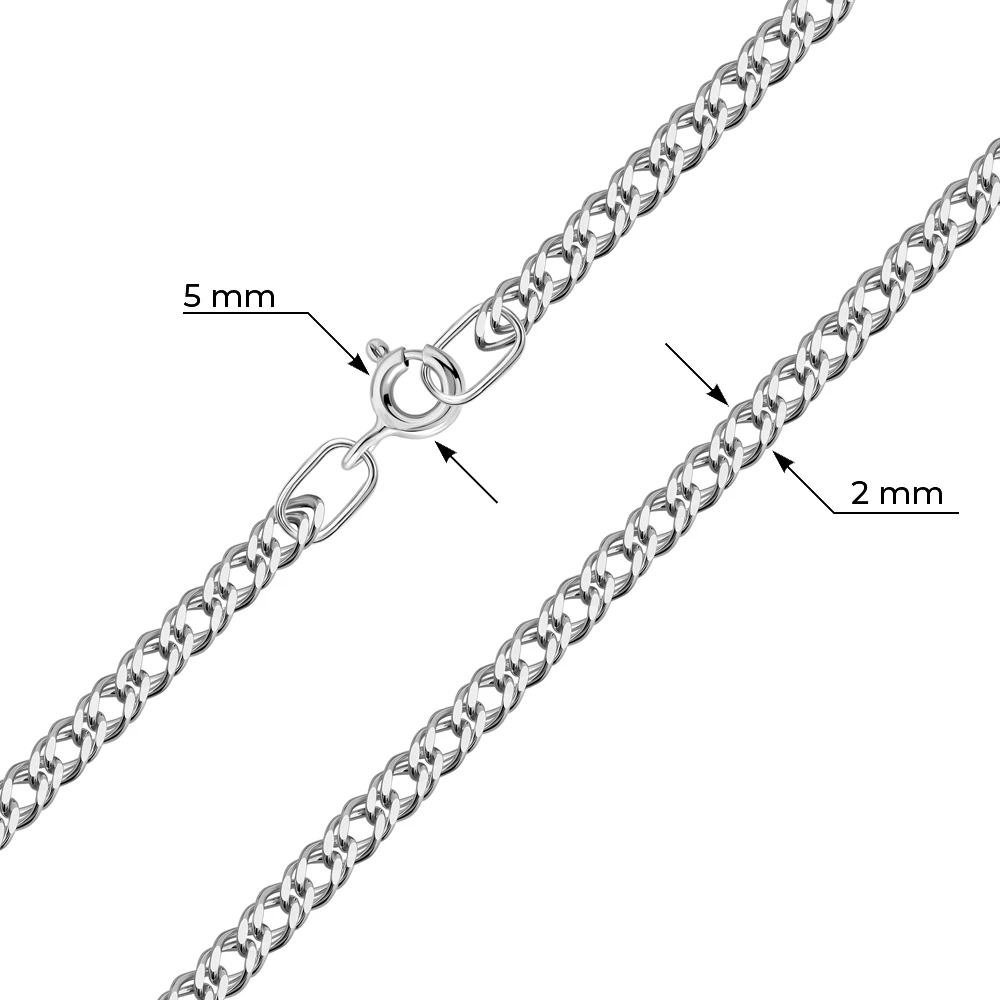 Цепь ромб двойной из серебра 925 пробы