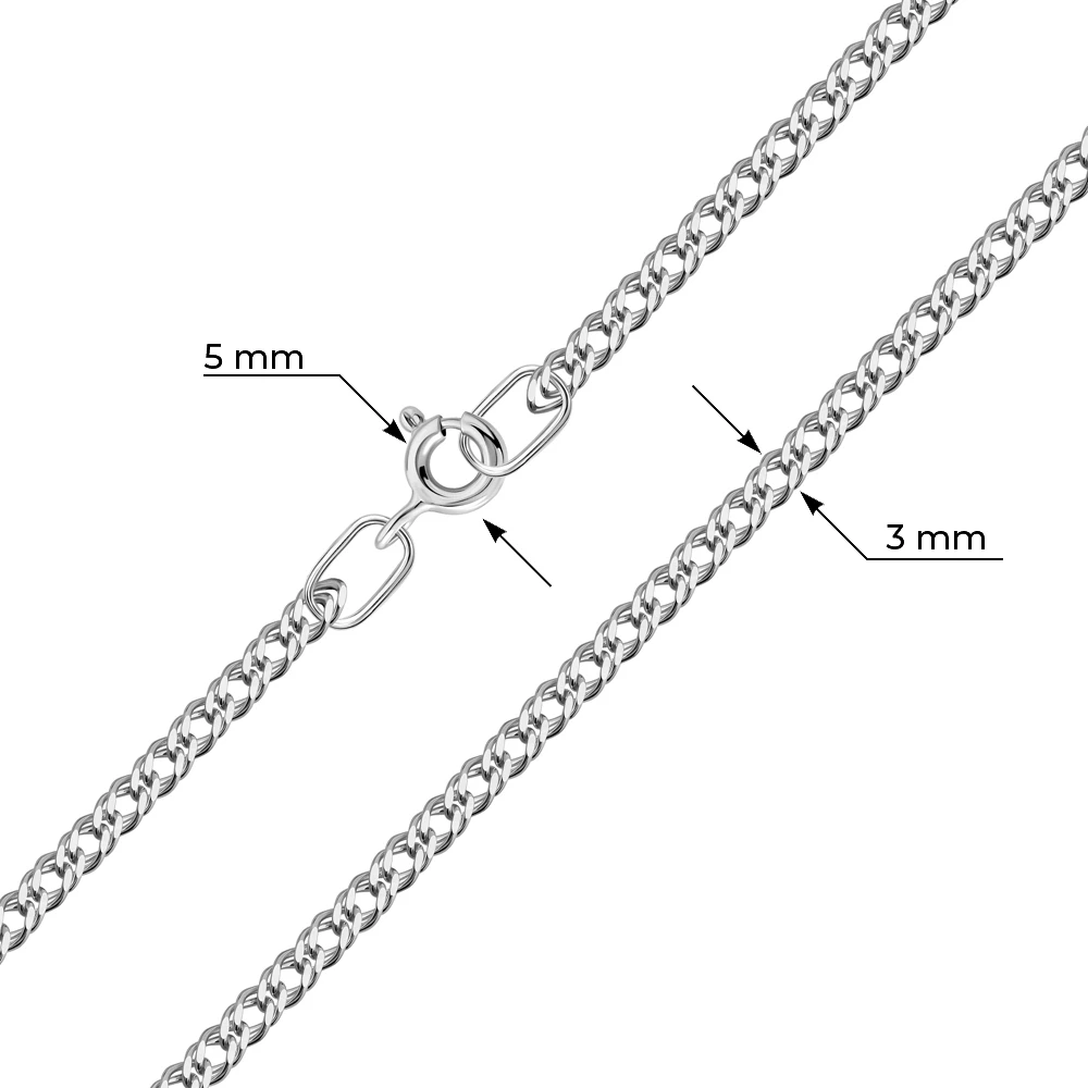 Цепь ромб двойной из серебра 925 пробы