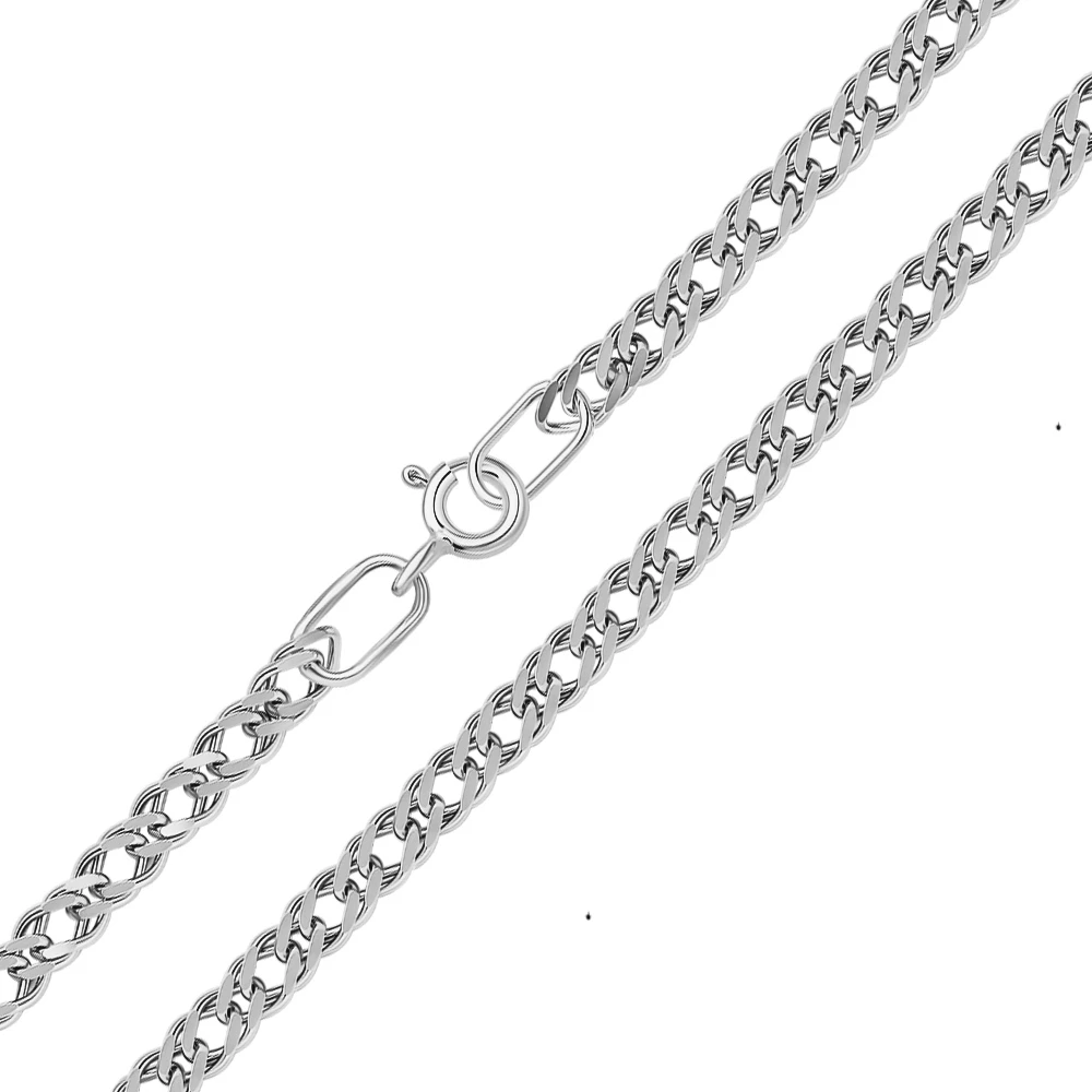 Цепь ромб двойной из серебра 925 пробы