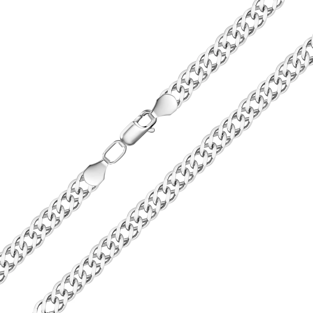 Цепь ромб двойной из серебра 925 пробы