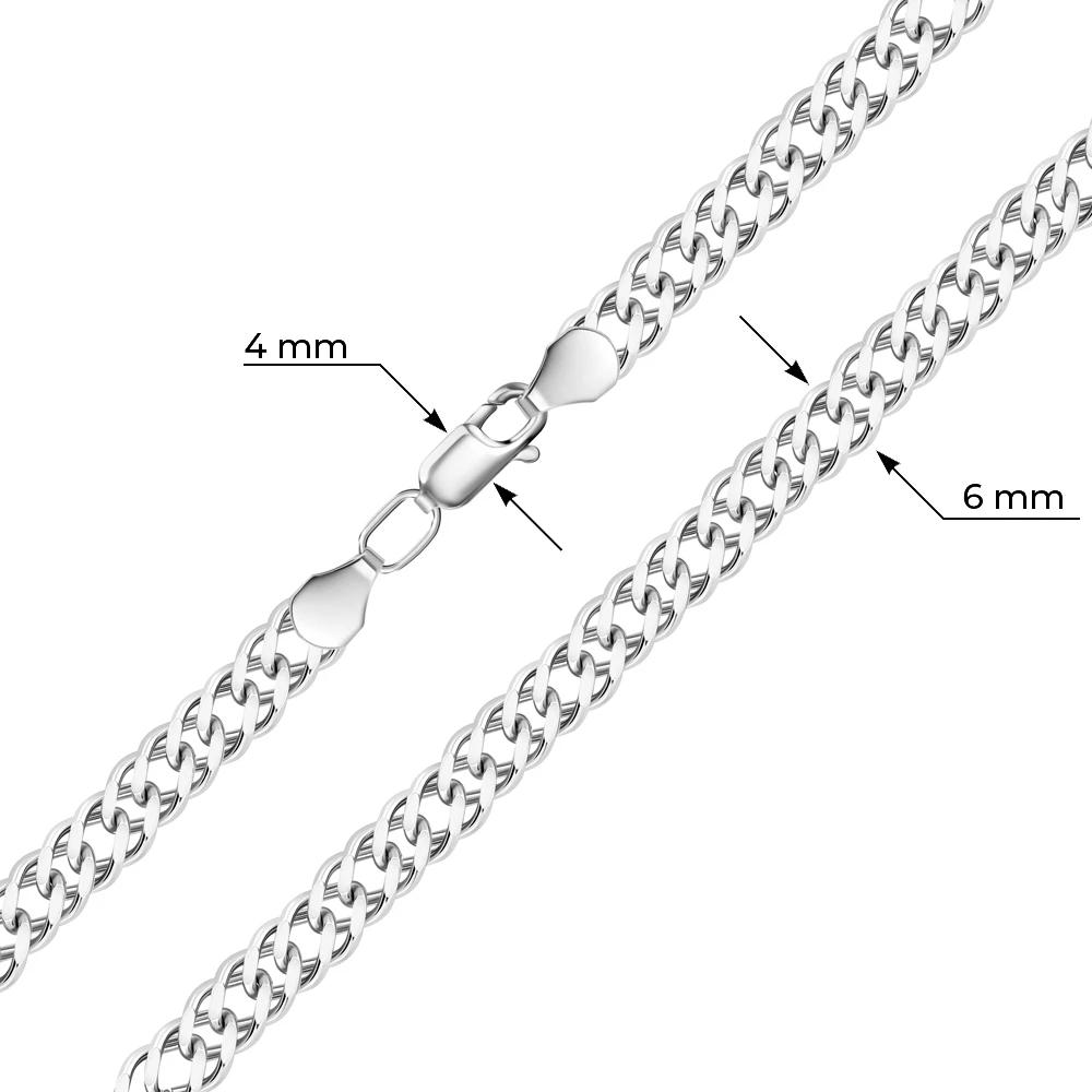 Цепь ромб двойной из серебра 925 пробы