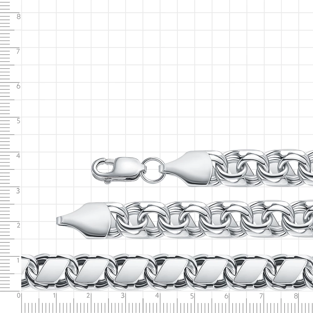 Цепь бисмарк комбинир из серебра 925 пробы