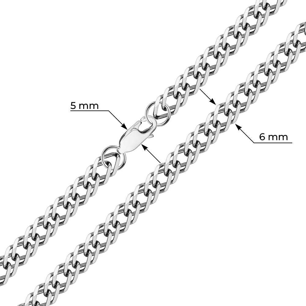 Цепь ромб двойной из серебра 925 пробы