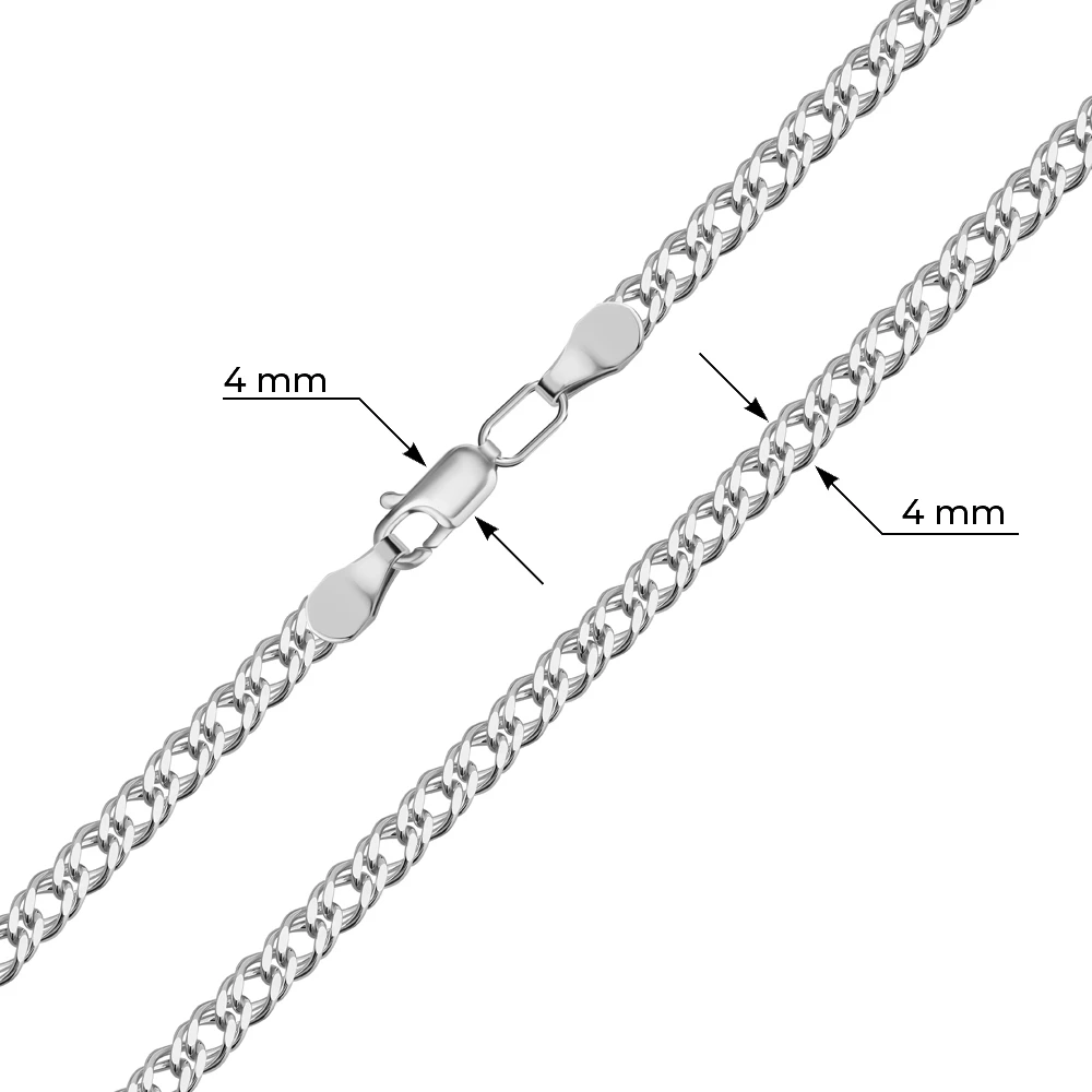 Цепь ромб двойной из серебра 925 пробы