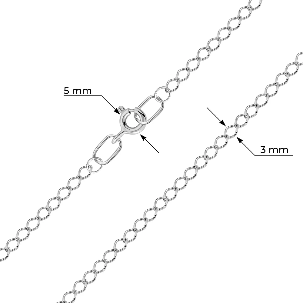 Цепь ромб одинарный из серебра 925 пробы