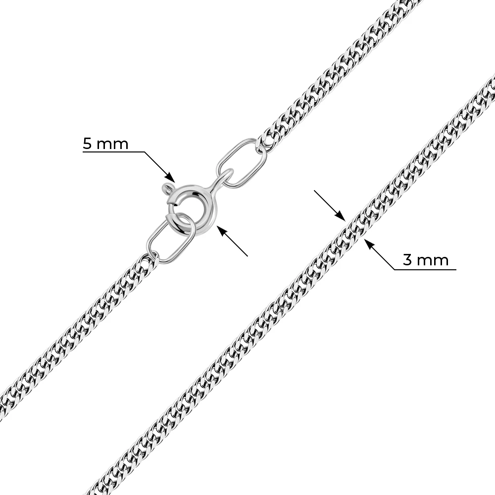 Цепь панцирь двойной из серебра 925 пробы