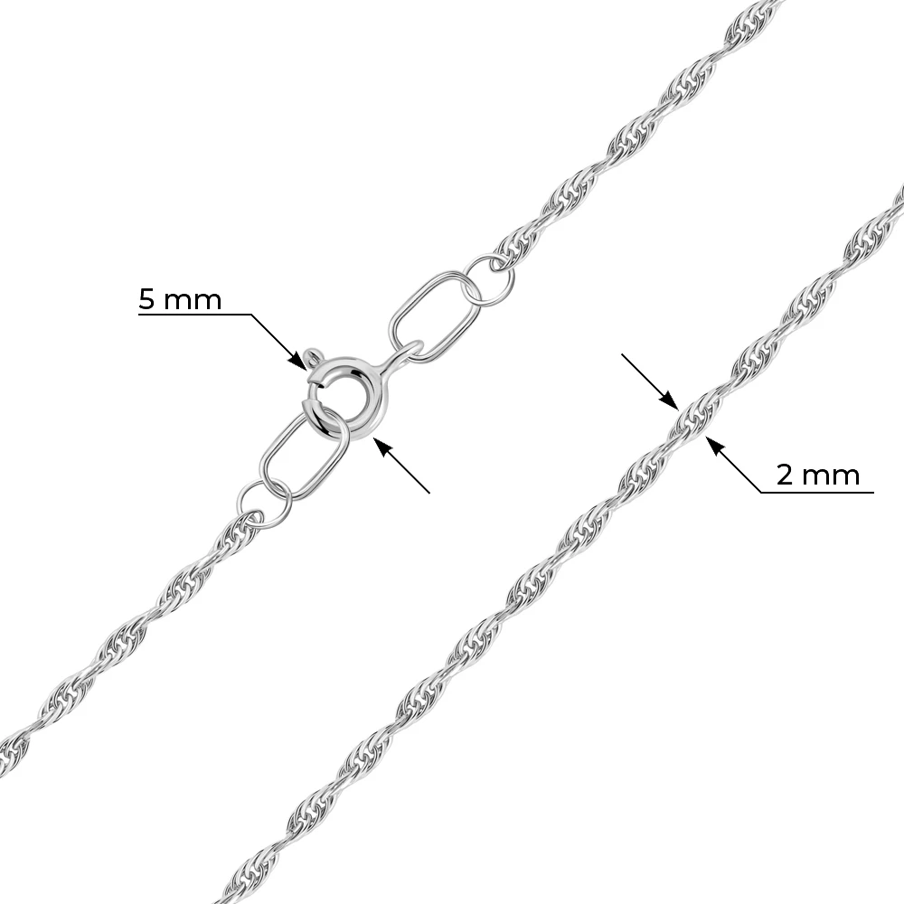 Цепь корда из серебра 925 пробы