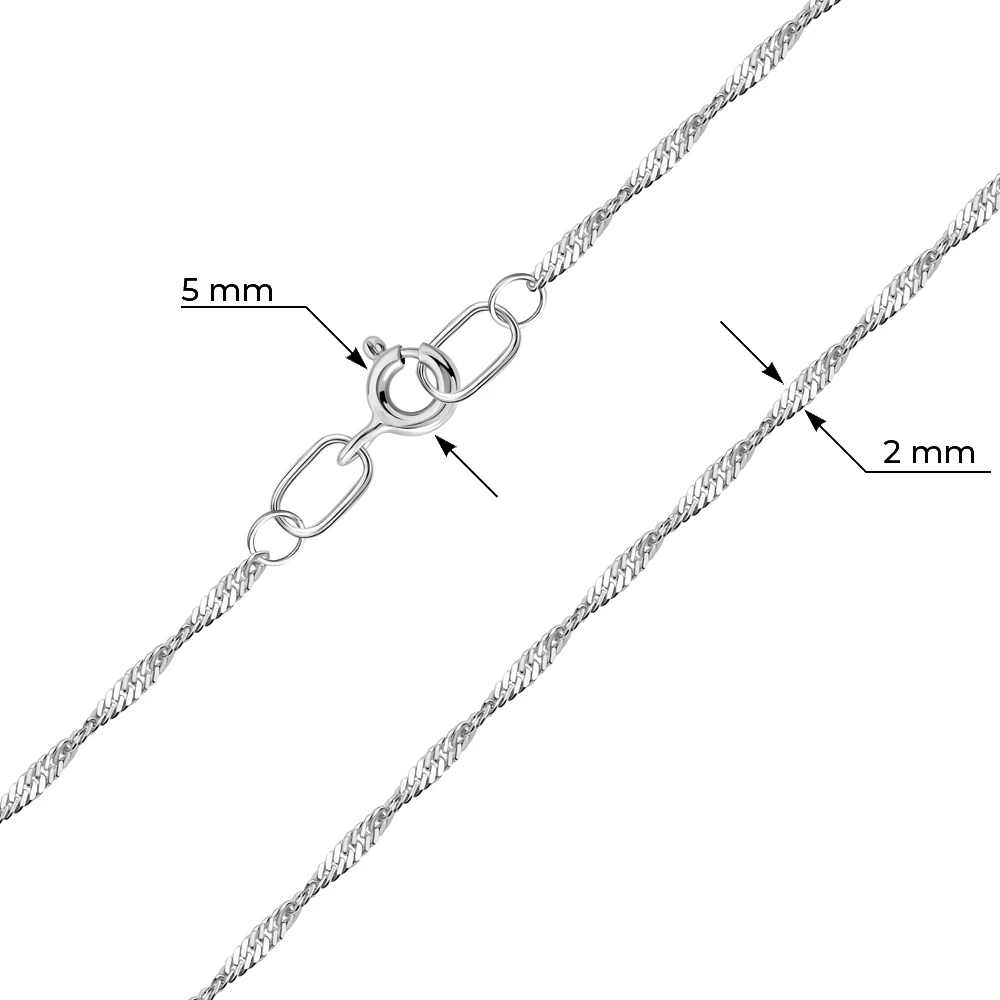 Цепь сингапур из серебра 925 пробы