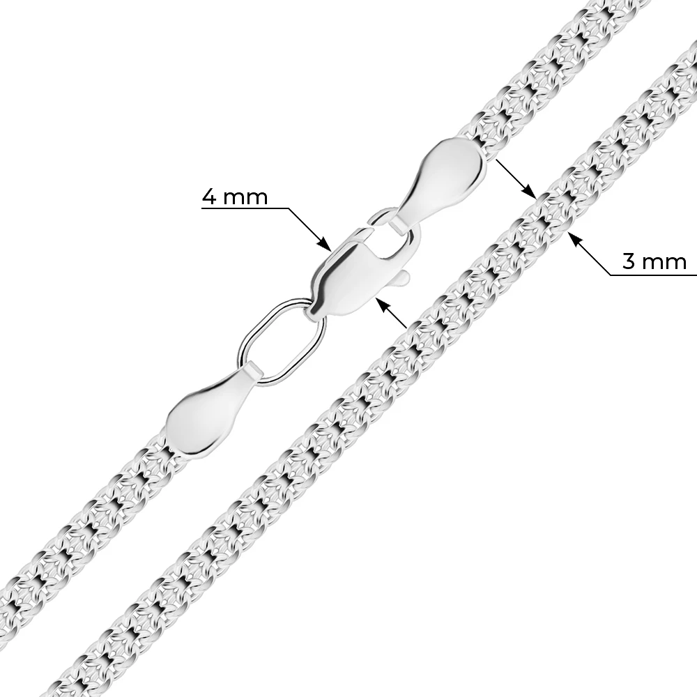 Цепь дорожка 2 из серебра 925 пробы