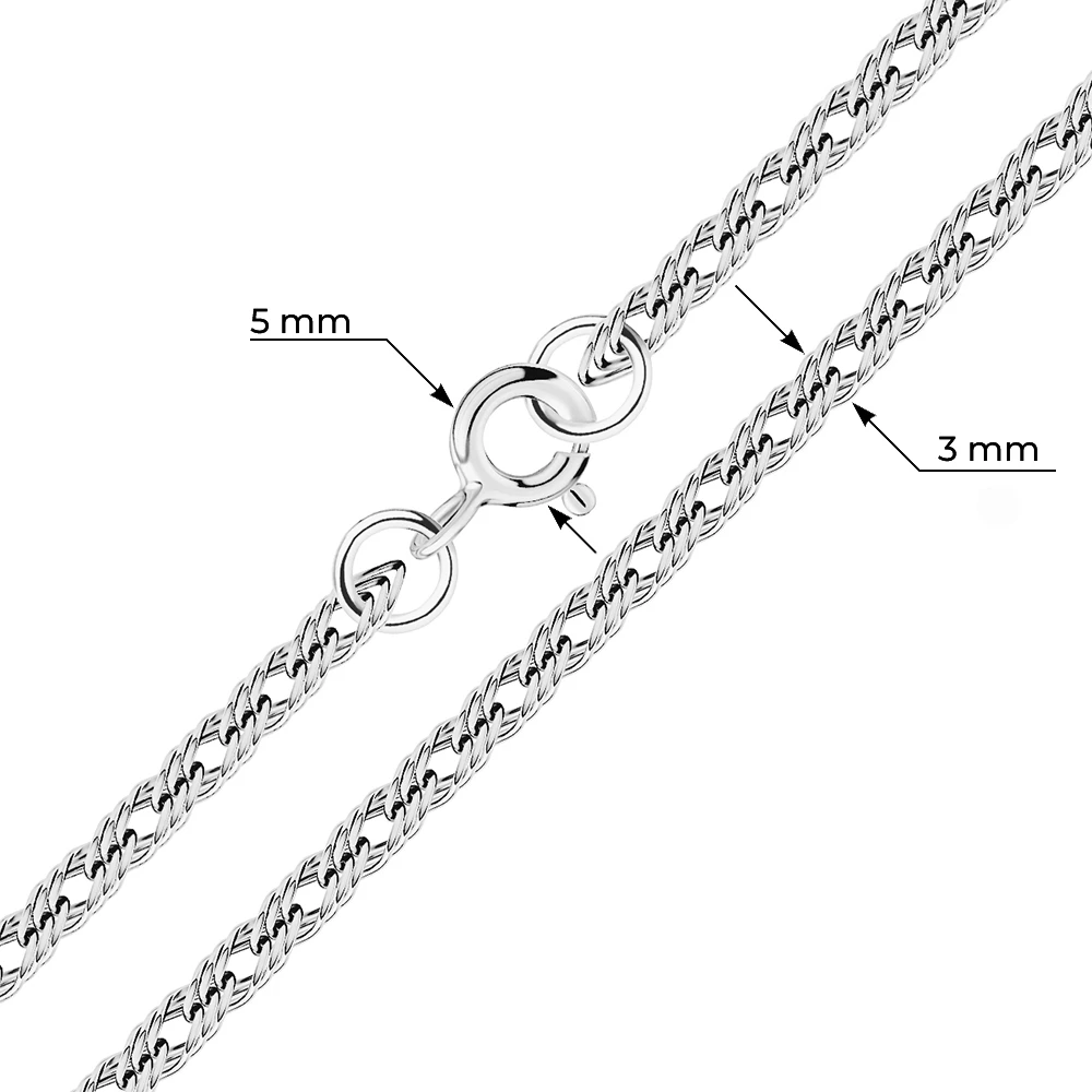 Цепь ромб тройной из серебра 925 пробы