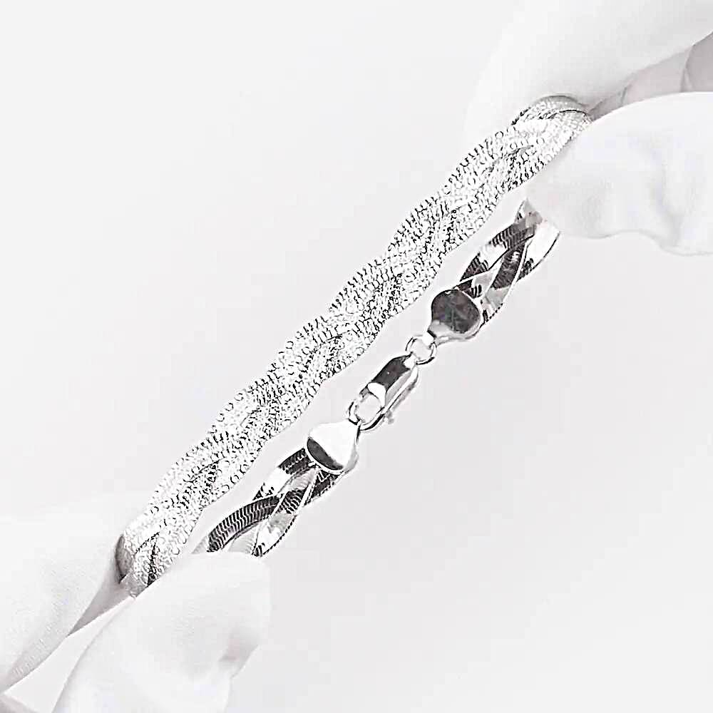 Браслет косичка кобра из серебра 925 пробы 1