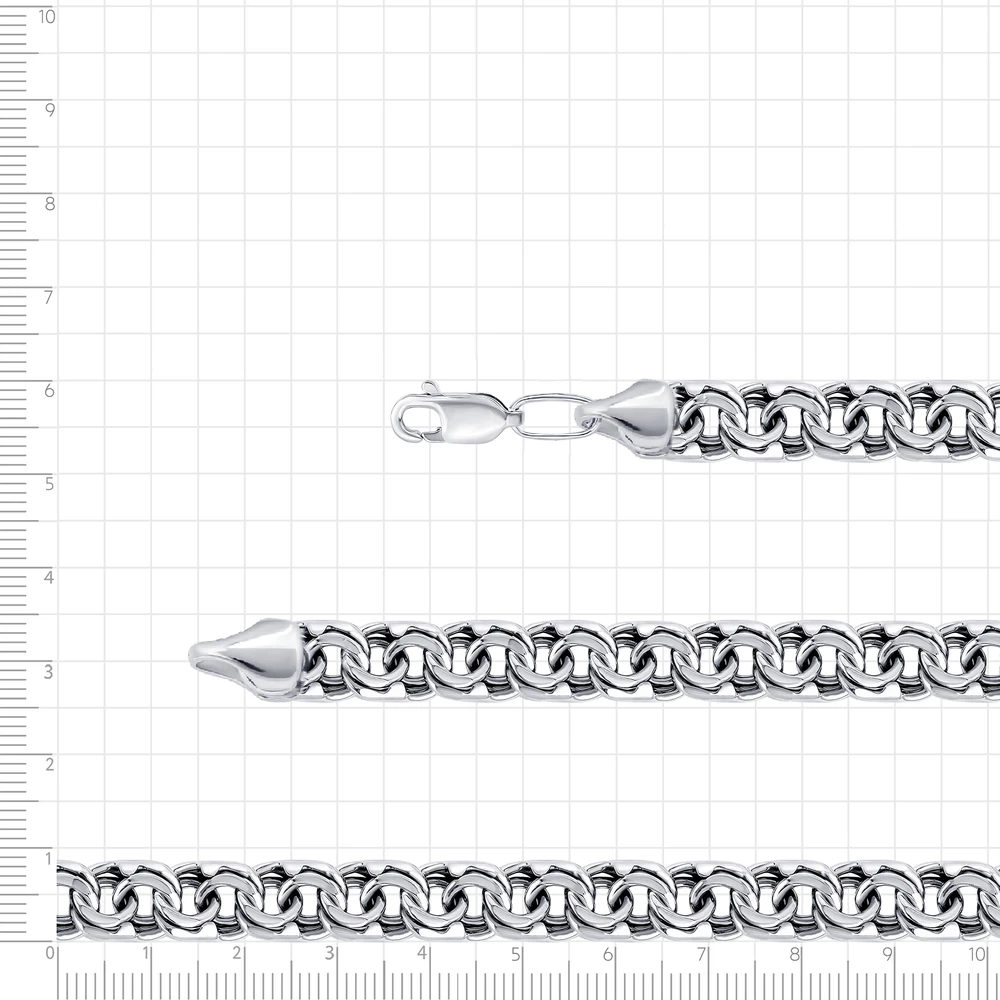 Браслет бисмарк из серебра 925 пробы