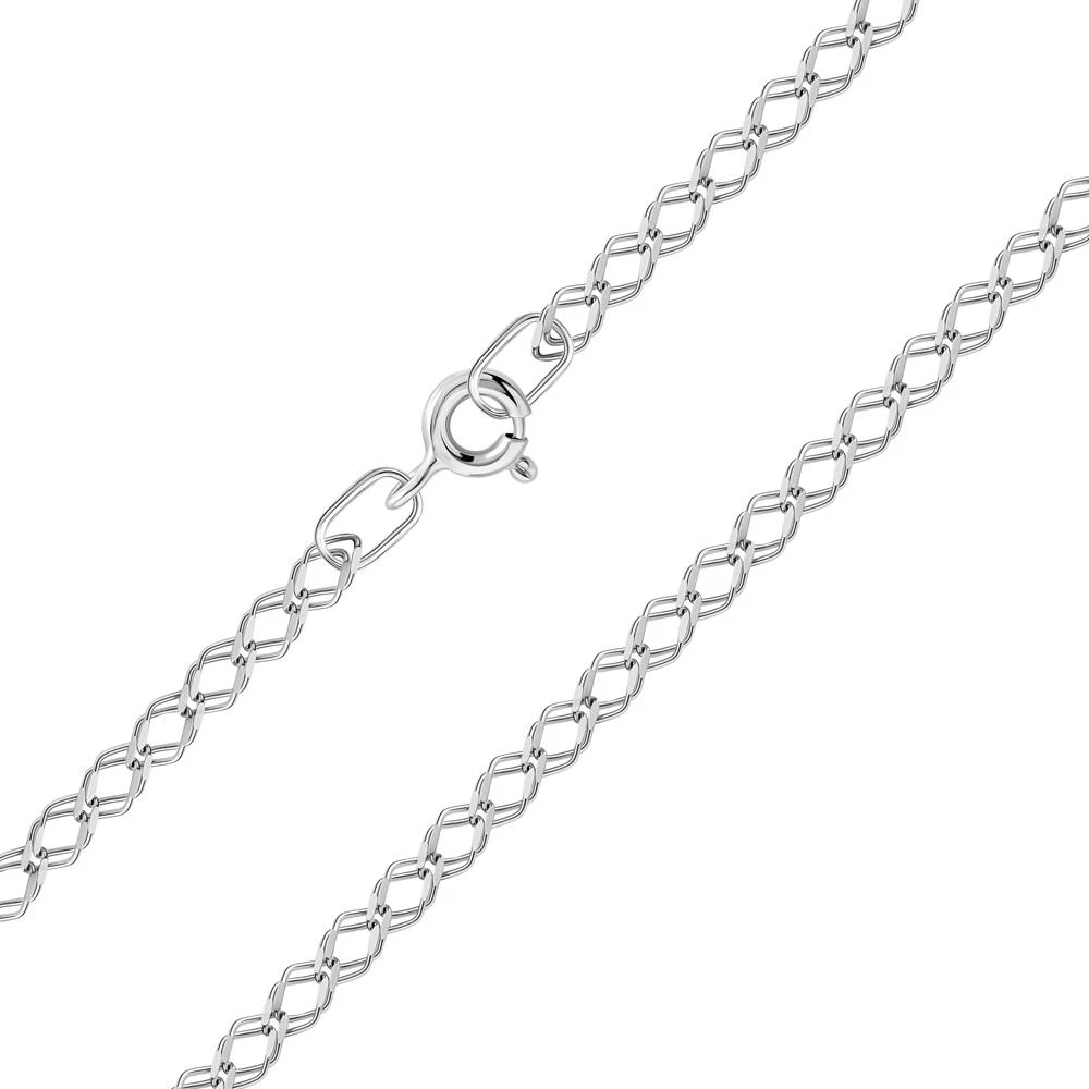 Браслет на ногу ромб двойной из серебра 925 пробы