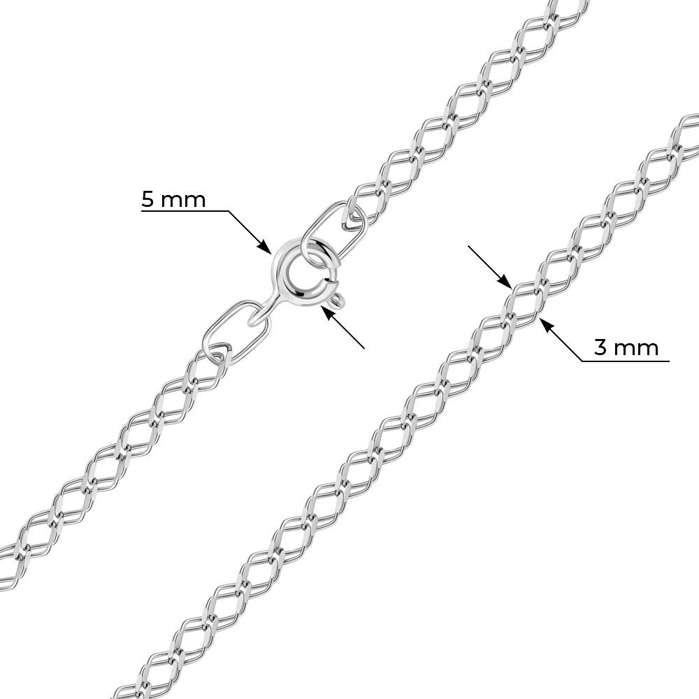 Браслет на ногу ромб двойной из серебра 925 пробы