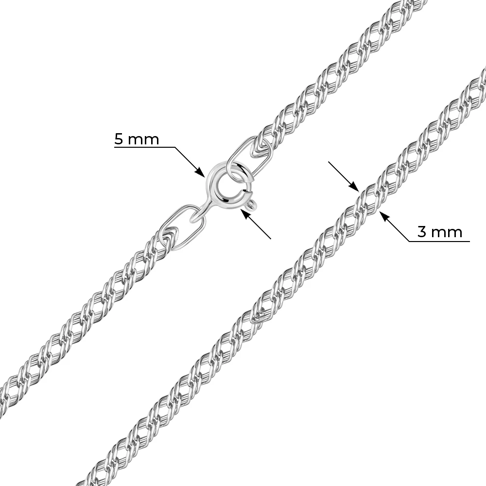 Браслет на ногу ромб тройной из серебра 925 пробы