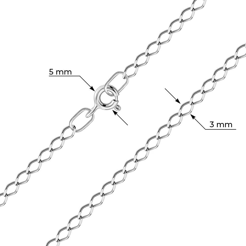 Браслет на ногу ромб одинарный из серебра 925 пробы