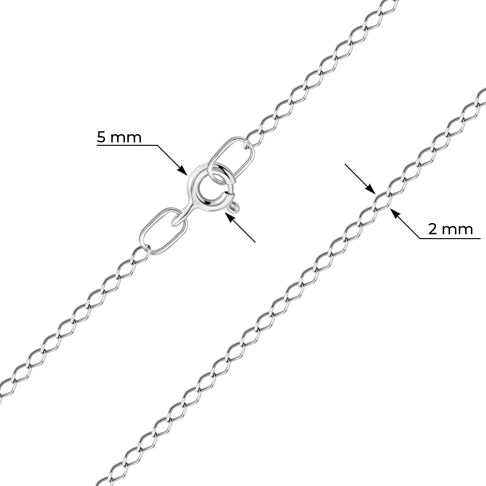 Браслет на ногу ромб одинарный из серебра 925 пробы