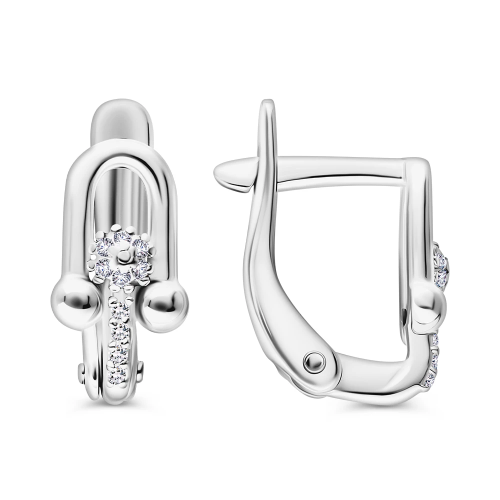 Серьги детские с фианитами из серебра 925 пробы