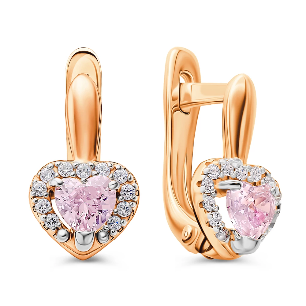 Серьги детские с фианитами из серебра 925 пробы