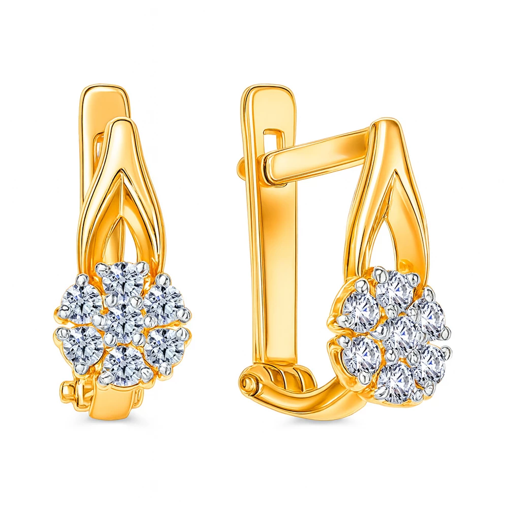 Серьги детские с фианитами из серебра 925 пробы