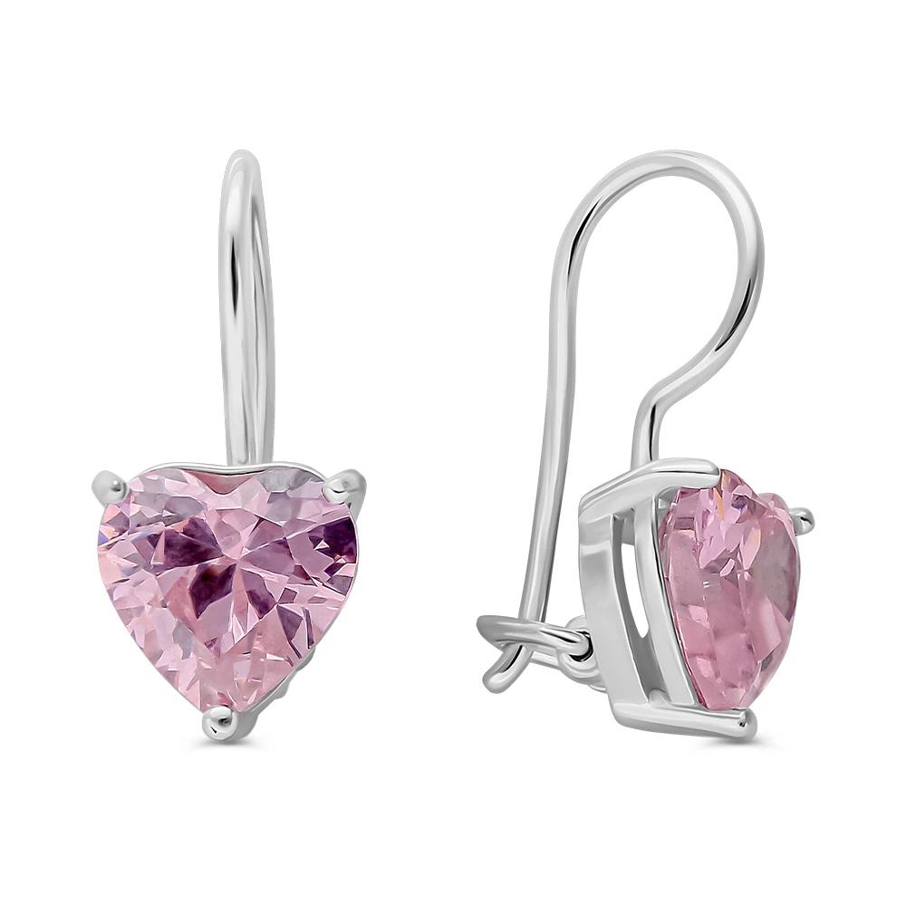 Серьги детские с фианитами из серебра 925 пробы
