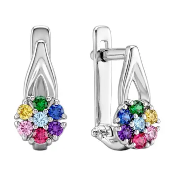Серьги детские с фианитами из серебра 925 пробы