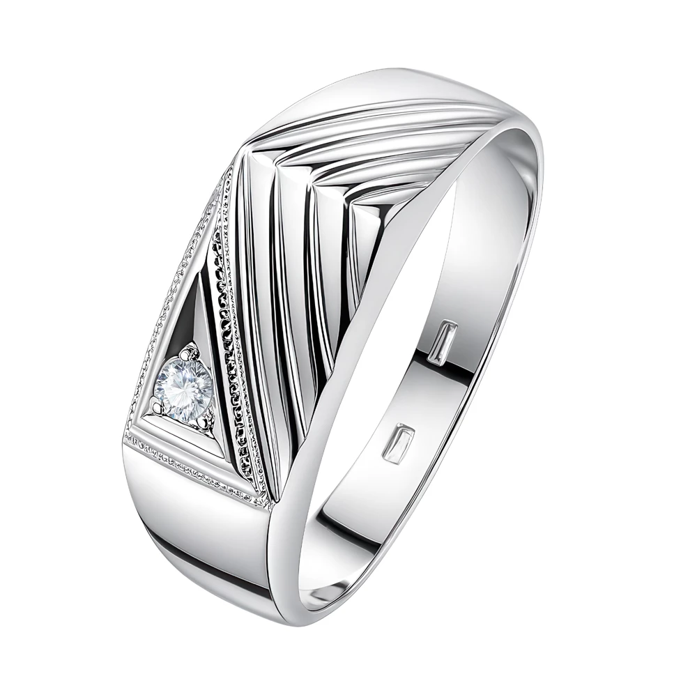 Кольцо с фианитом из серебра 925 пробы