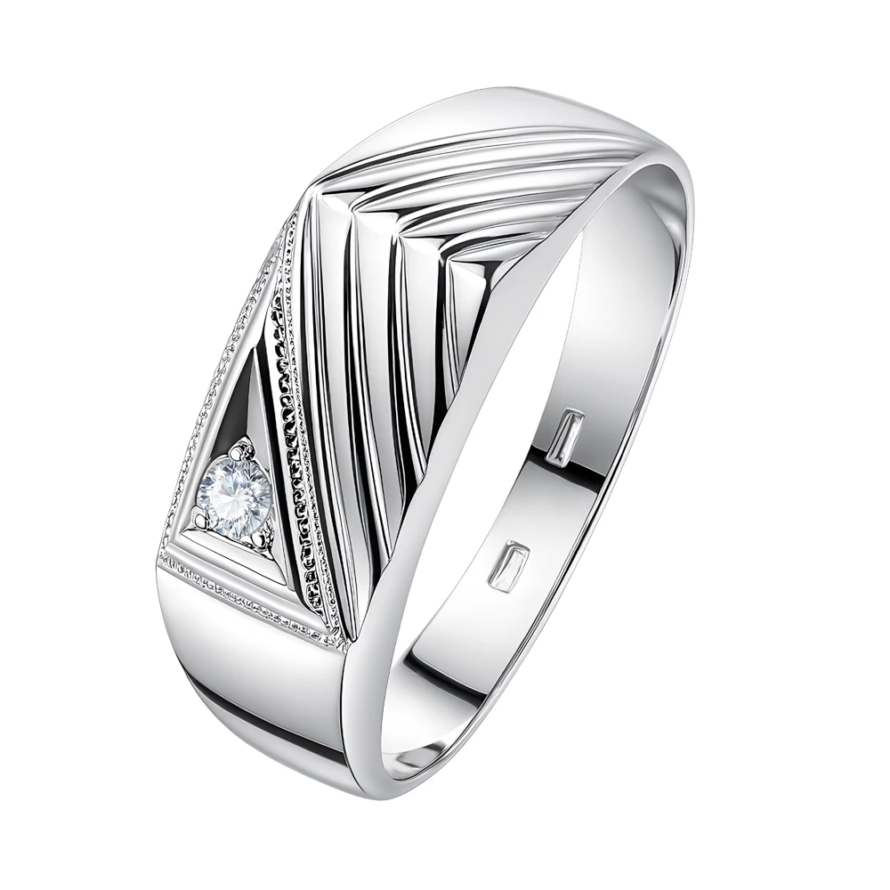 Кольцо с фианитом из серебра 925 пробы