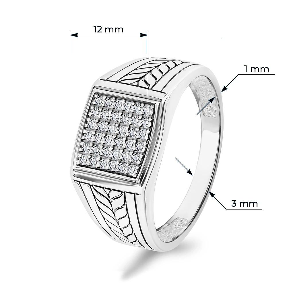 Кольцо с фианитами из серебра 925 пробы