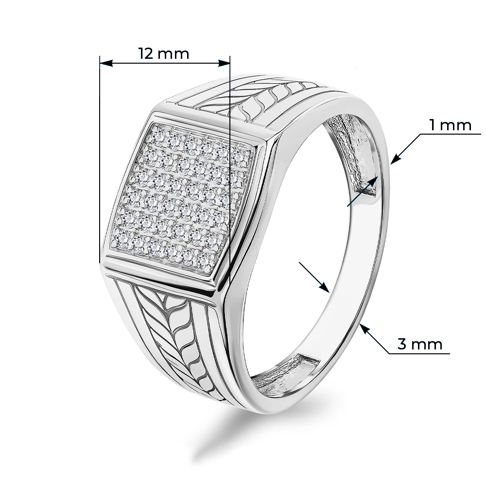 Кольцо с фианитами из серебра 925 пробы