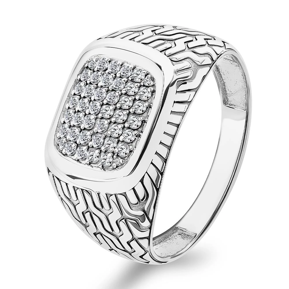 Кольцо с фианитами из серебра 925 пробы