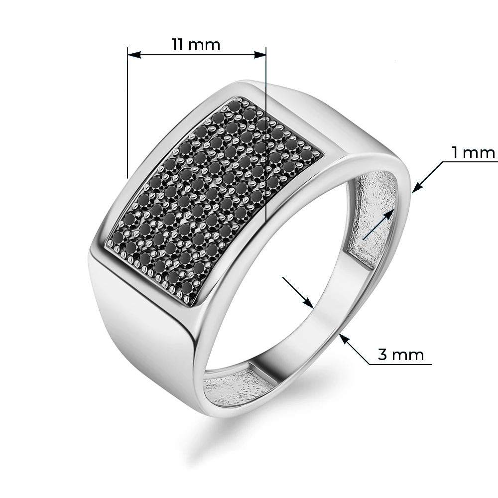 Кольцо с фианитами из серебра 925 пробы