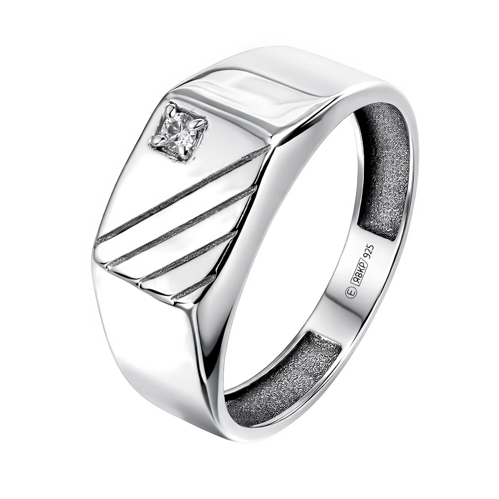 Кольцо с фианитом из серебра 925 пробы