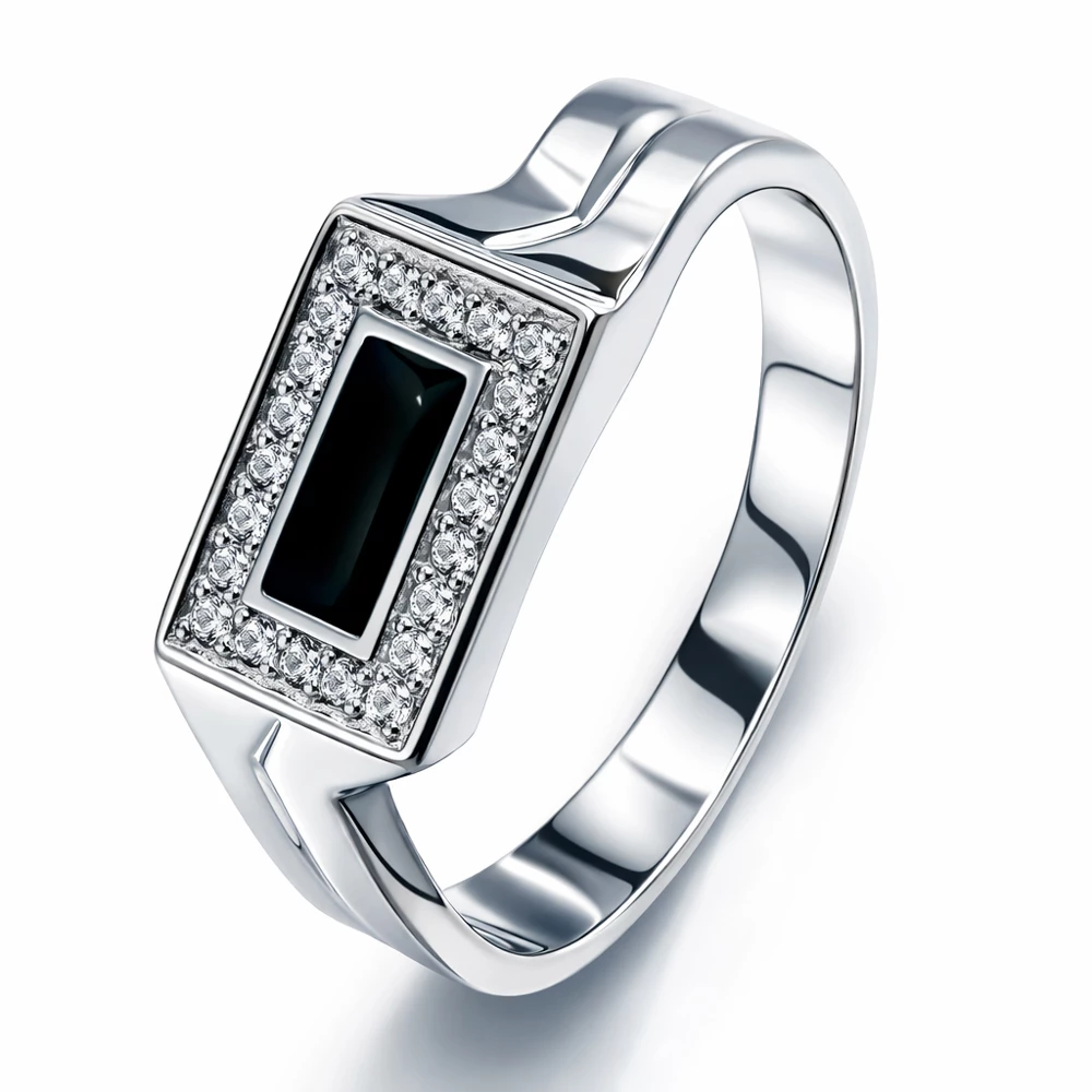 Кольцо с фианитом из серебра 925 пробы