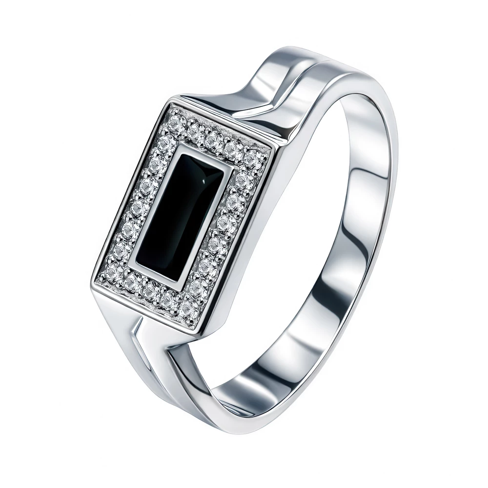 Кольцо с фианитом из серебра 925 пробы