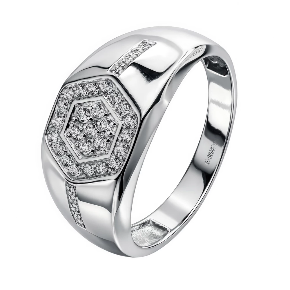 Кольцо с фианитом из серебра 925 пробы