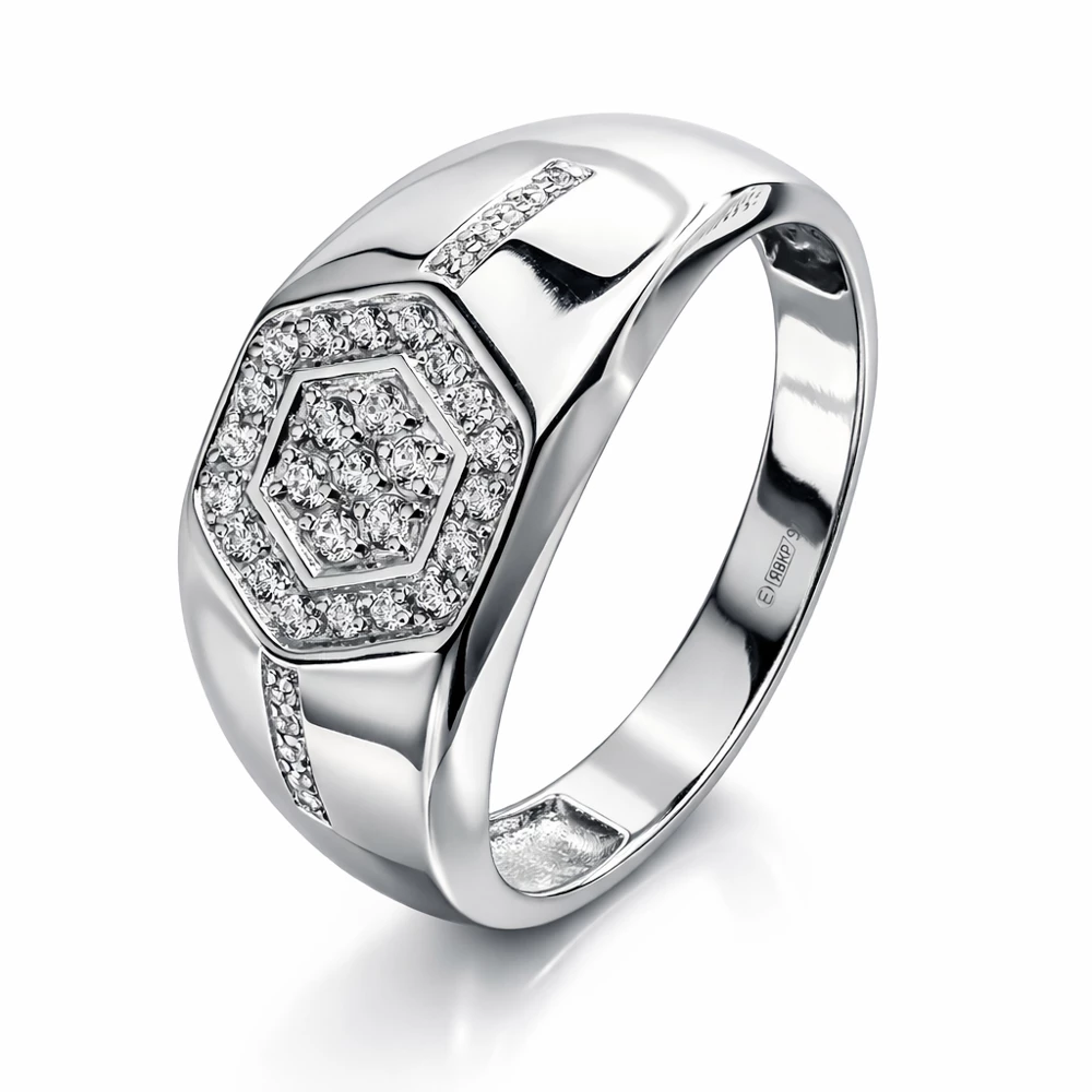 Кольцо с фианитом из серебра 925 пробы