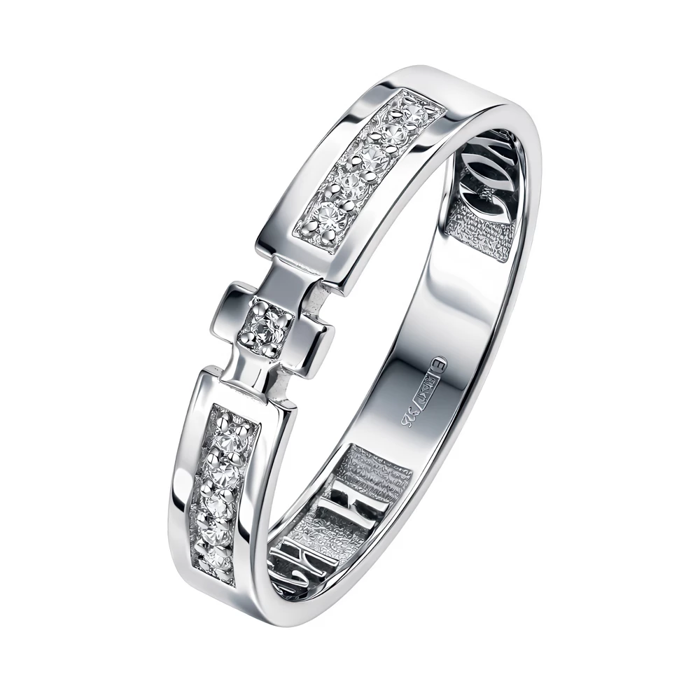 Кольцо с фианитами из серебра 925 пробы