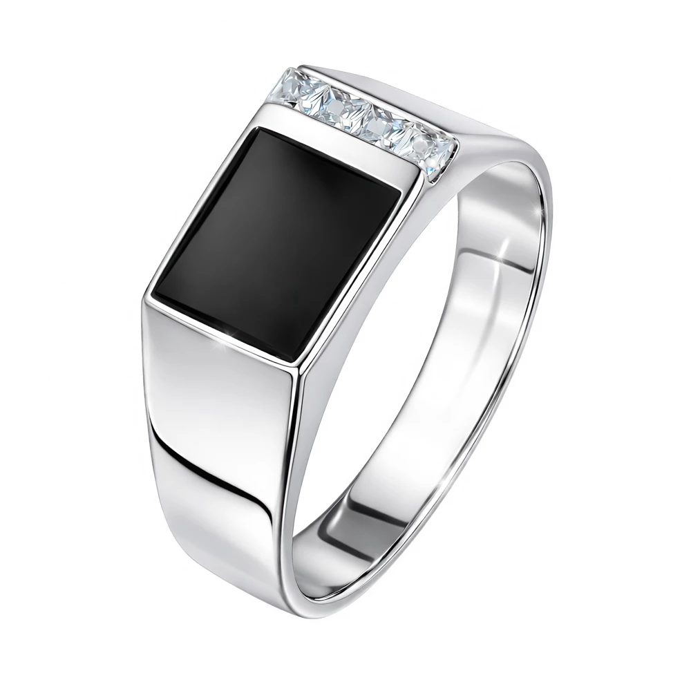 Кольцо с фианитами из серебра 925 пробы