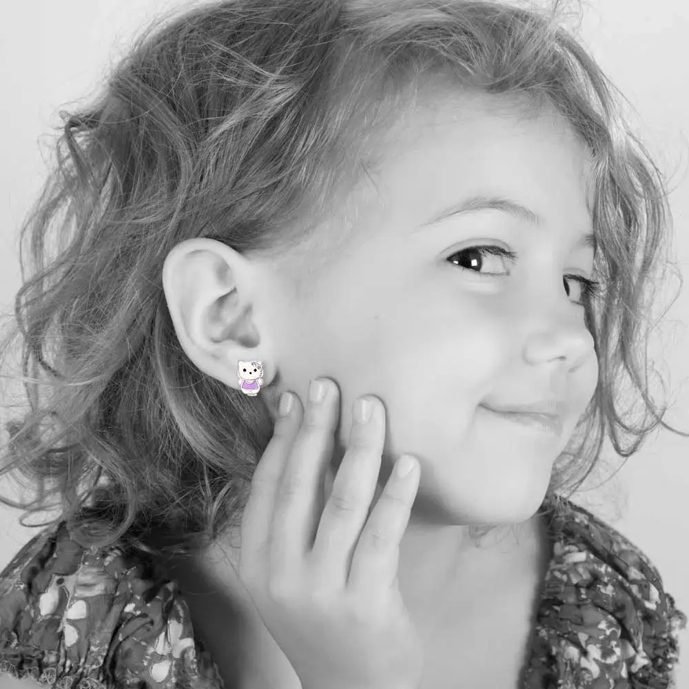 Серьги детские с фианитами из серебра 925 пробы