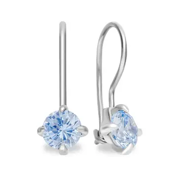 Серьги детские с фианитами из серебра 925 пробы