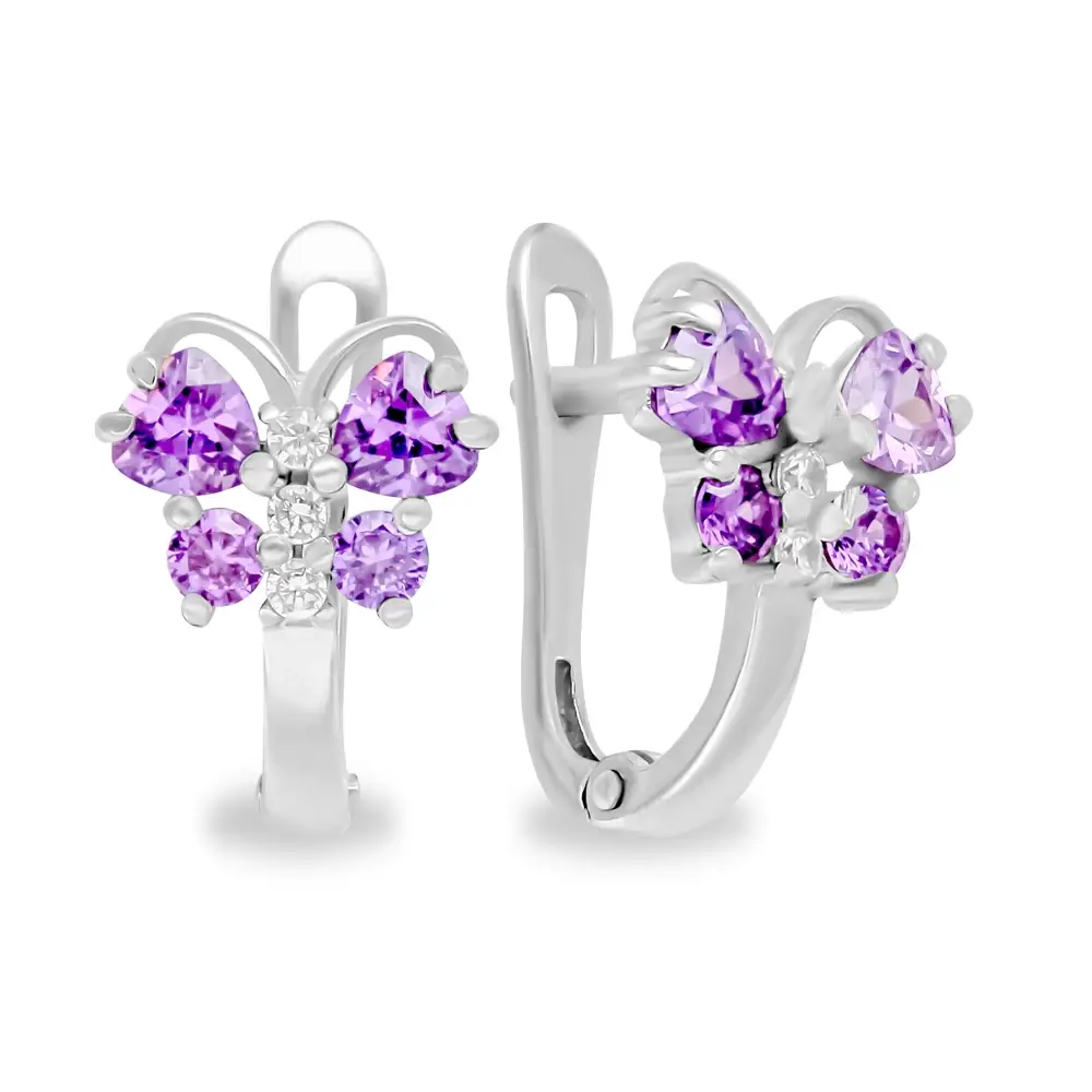 Серьги детские с фианитами из серебра 925 пробы